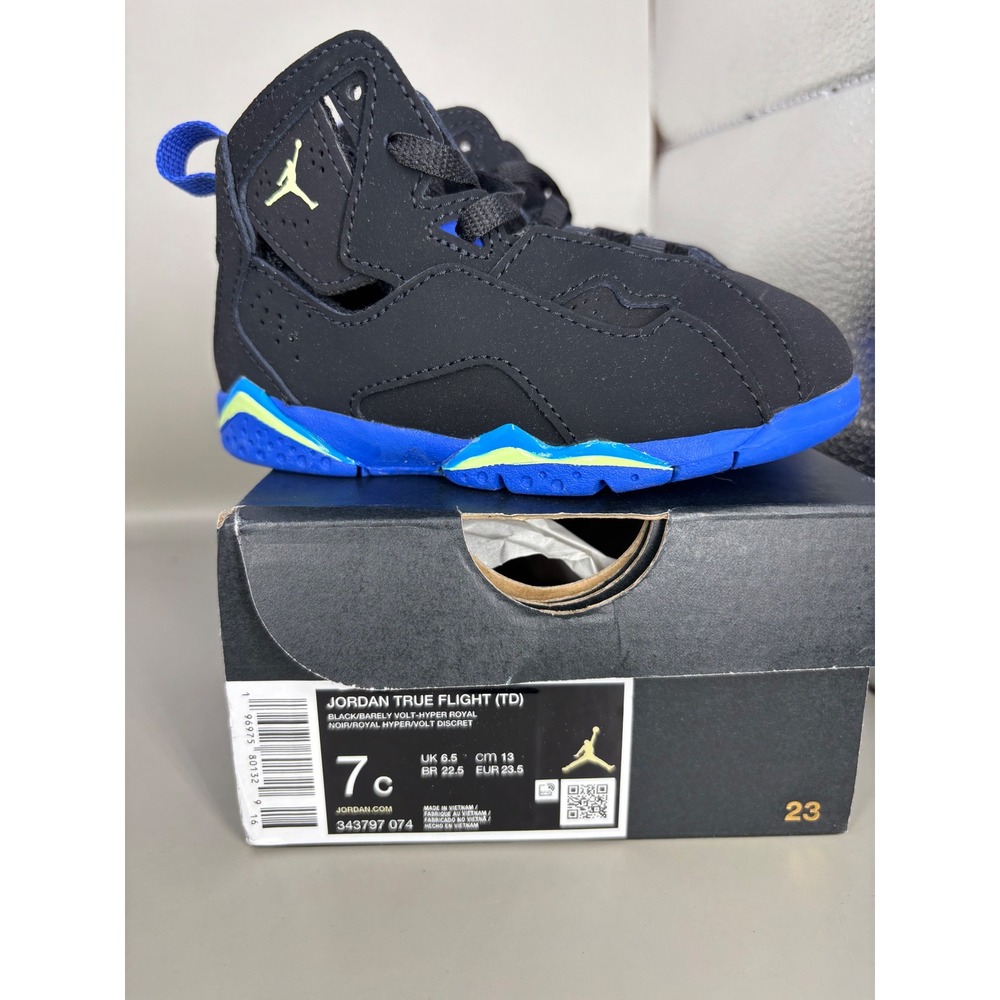 Jordan True Flight TD Black Hyper Royal Volt Toddler Sneakers 343797-074 7C - Picture 8 of 8